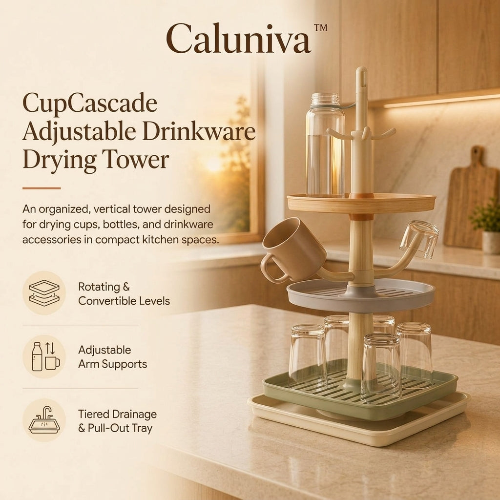 Caluniva™ CupCascade Adjustable Drinkware Drying Tower